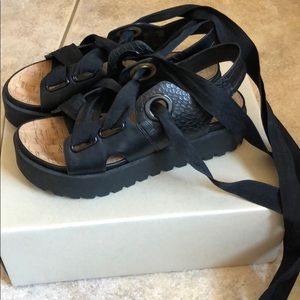 Urban Outfitters Black ribbon lace up sandals